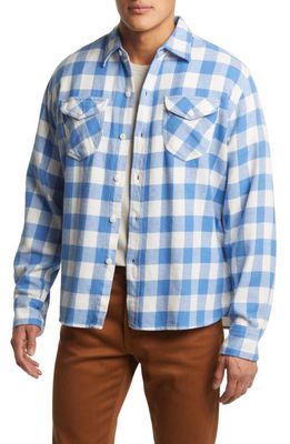 WYTHE Washed Flannel Button-Up Work Shirt in Ox Blue