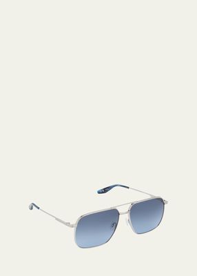 x 007 Men's Royale Double-Bridge Titanium Aviator Sunglasses