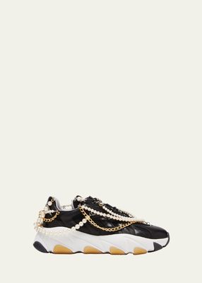 x Ash Pearl Chain Leather Low-Top Sneakers
