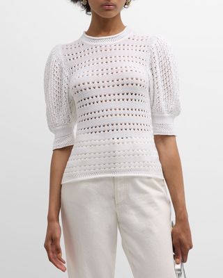 x High Summer Crochet Puff-Sleeve Top