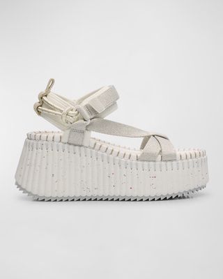 x High Summer Nama Stitch Ankle-Strap Flatform Sandals