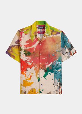 x John Armleder Printed Linen Camp Shirt