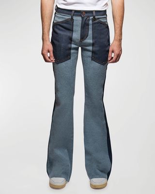 X MVLA Men's Two-Tone Denim Flare Jeans