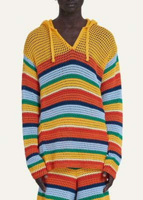x No Vacancy Inn Men's Multicolor Striped Crochet Hoodie