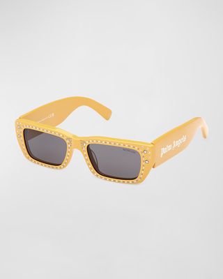 x Palm Angels Crystal Acetate & Plastic Rectangle Sunglasses