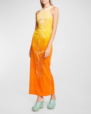 x Paula's Ibiza Ombre Fennel Tank Dress with Floral Detail