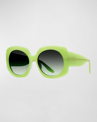 x Sarah Hoover Delia Lime Acetate Square Sunglasses