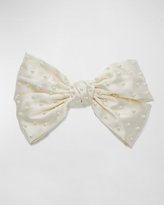 x SJP Pearly Satin Bow Barrette