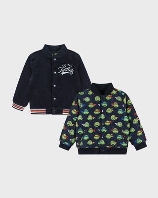 x Teenage Mutant Ninja Turtles Reversible Varsity Jacket, Size 8-14