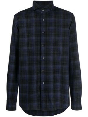 Xacus check-pattern long-sleeve shirt - Black