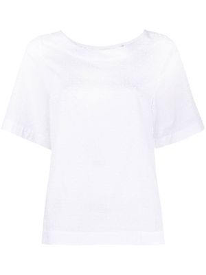 Xacus dot-embroidery pleat-detail blouse - White