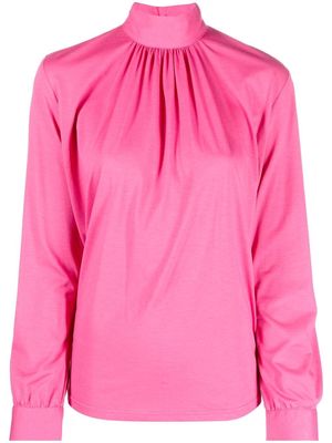 Xacus gathered-detail high neck blouse - Pink