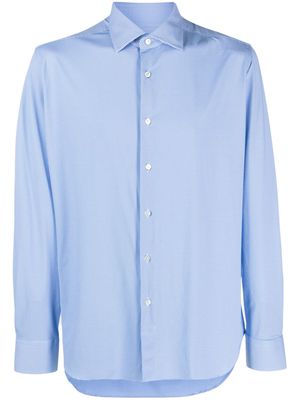 Xacus long-sleeve patterned-jacquard shirt - Blue