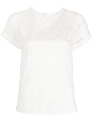 Xacus Melissa floral-embroidered T-shirt - White