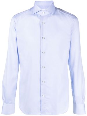 Xacus slim-cut cotton shirt - Blue