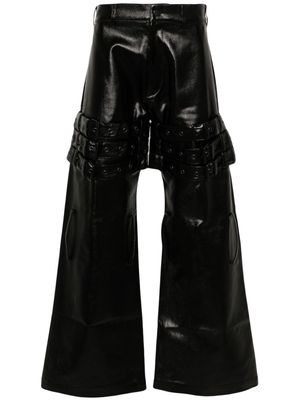 Ximon Lee belt-detail wide-leg trousers - Black