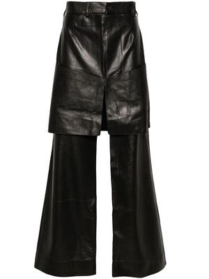 Ximon Lee layered wide-leg leather trousers - Black