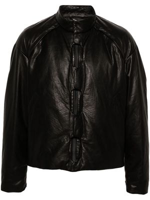 Ximon Lee padded zipped leather jacket - Black