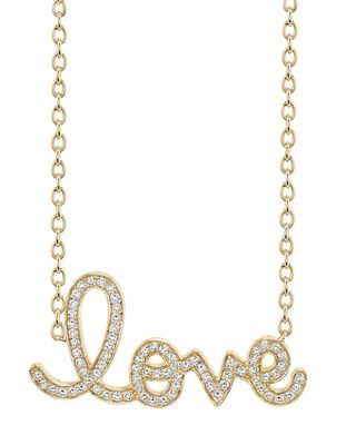 XL Diamond Love Necklace in 14K Yellow Gold