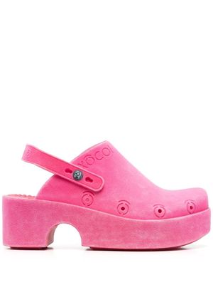 XOCOI engraved-logo slingback-strap slippers - Pink