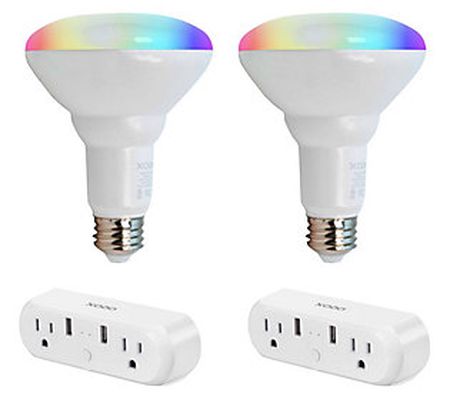 XODO Smart Home WiFi Bundle, 2 Smart Bulbs & 2 Outlets LB1-WP3