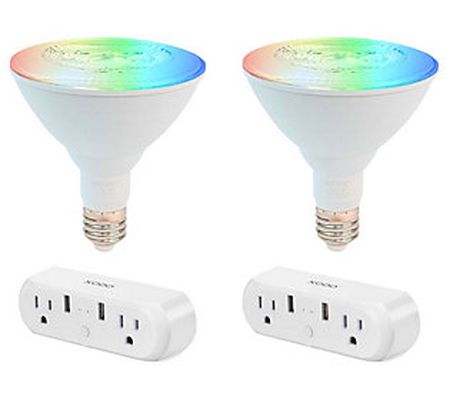 XODO Smart Home WiFi Bundle, 2 Smart Bulbs & 2 Outlets LB2-WP3