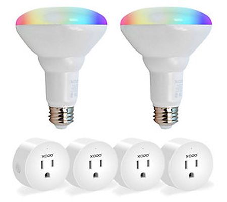 XODO Smart Home WiFi Bundle, 2 Smart Bulbs & 4 Outlets LB1-WP1