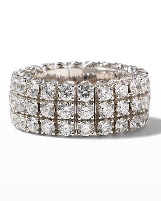 Xpandable 18k White Gold Diamond 3-Row Ring Size 5.75 - 9.25