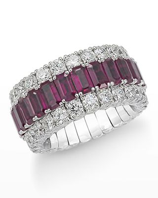 Xpandable Ruby & Diamond Ring Size 7.25 - 11.5