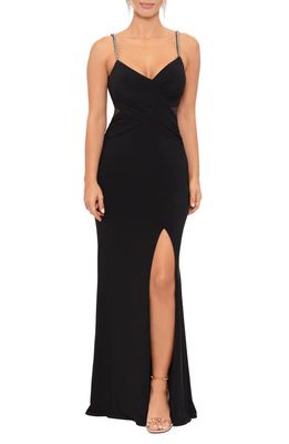 Xscape Mesh Inset Gown in Black