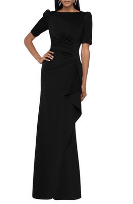 Xscape Ruched Scuba Crepe Gown in Black