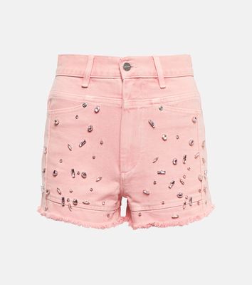 Xu Zhi Crystal-embellished denim shorts