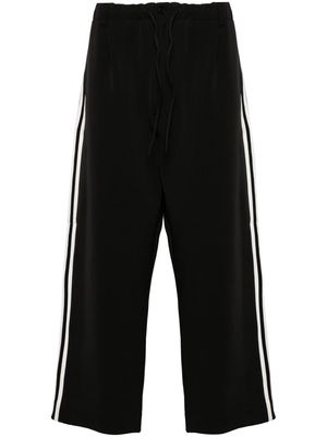 Y-3 3-stripe drawstring track pants - Black