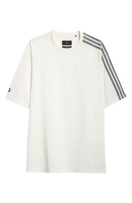 Y-3 3-Stripes Cotton & Recycled Polyester T-Shirt in Off White