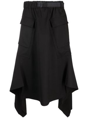 Y-3 belted asymmetric midi skirt - Black
