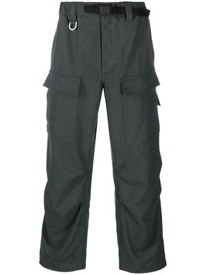 Y-3 belted-waist straight-leg trousers - Green