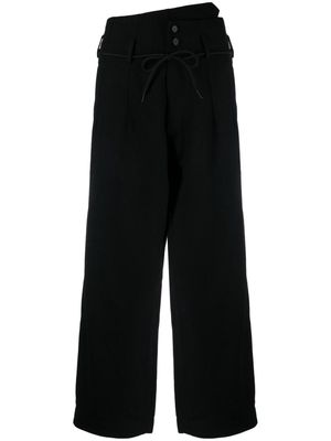 Y-3 box-pleat wide-leg trousers - Black