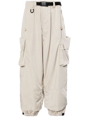 Y-3 buckled-waist cargo trousers - Neutrals