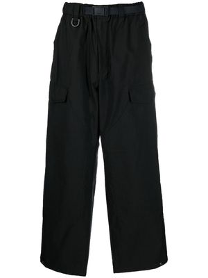 Y-3 cotton wide-leg cargo trousers - Black