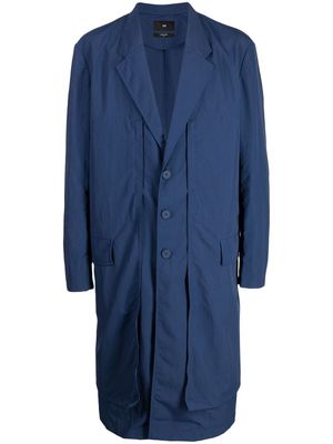 Y-3 CR NYL single-breasted overcoat - Blue