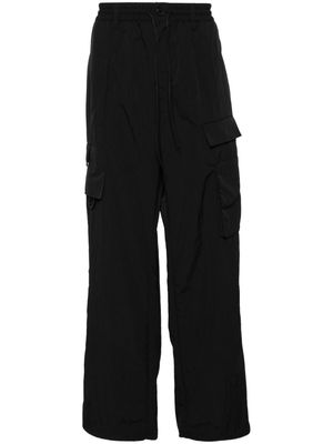 Y-3 Crinkle logo-print wide-leg cargo trousers - Black