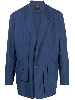 Y-3 crinkled cotton blazer - Blue