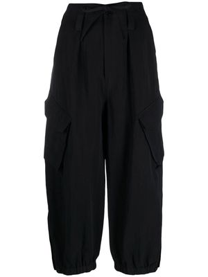 Y-3 cropped drawstring cargo trousers - Black