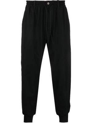 Y-3 cuffed tapered drawstring trousers - Black