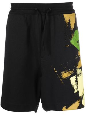 Y-3 drawstring-waist organic-cotton shorts - Black