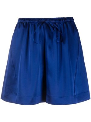 Y-3 drawstring-waist satin shorts - Blue
