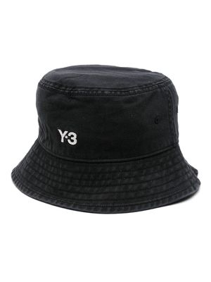Y-3 embroidered-logo cotton bucket hat - Black