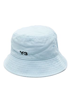 Y-3 embroidered-logo cotton bucket hat - Blue