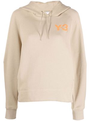 Y-3 Felpa logo-print cotton hoodie - Neutrals