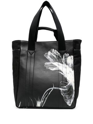 Y-3 floral-appliqué tote bag - Black